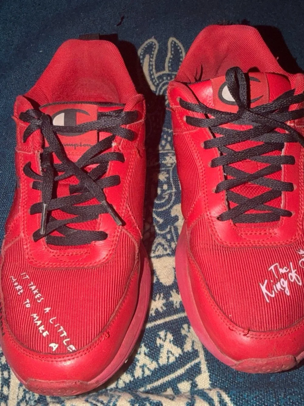 Champion Red Men's Low-Top Sneakers with Black Laces